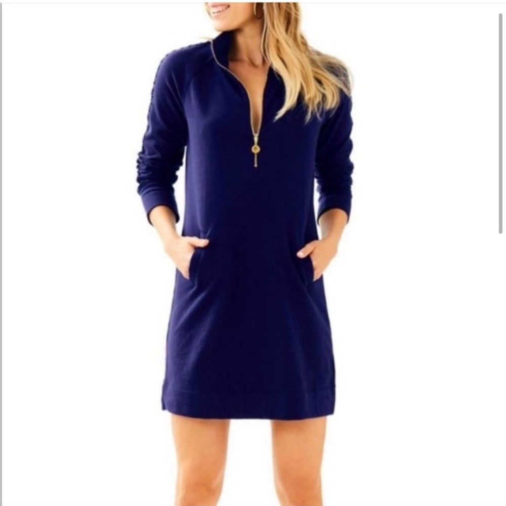 LILLY PULITZER Skipper Dress Solid True Navy Popover medium - Picture 3 of 12